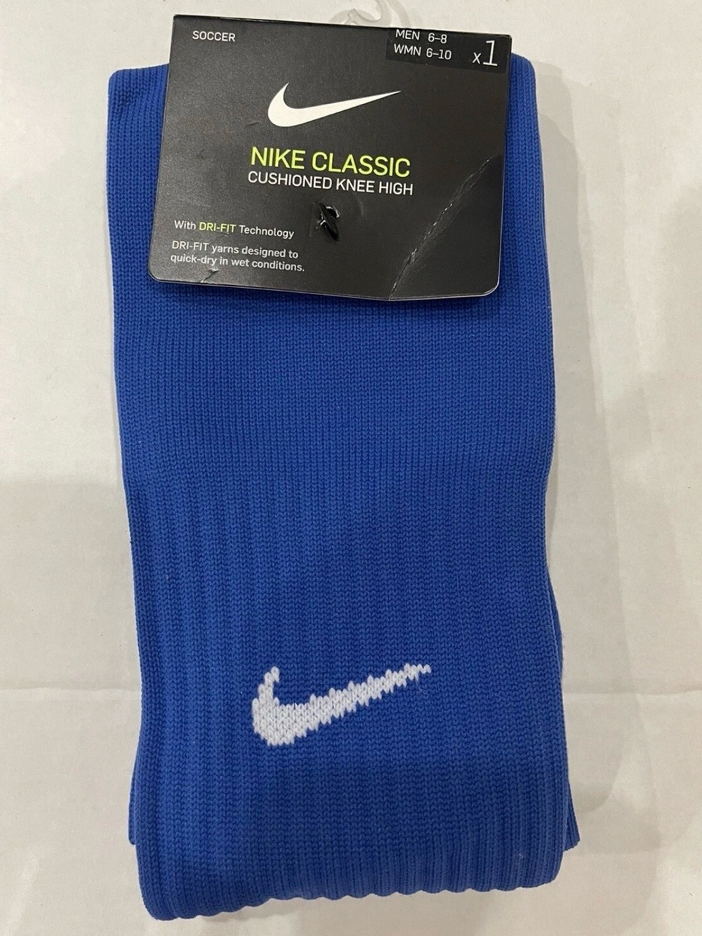 Blue Nike Classic Unisex Soccer Socks Cushioned Knee High Dri-Fit
